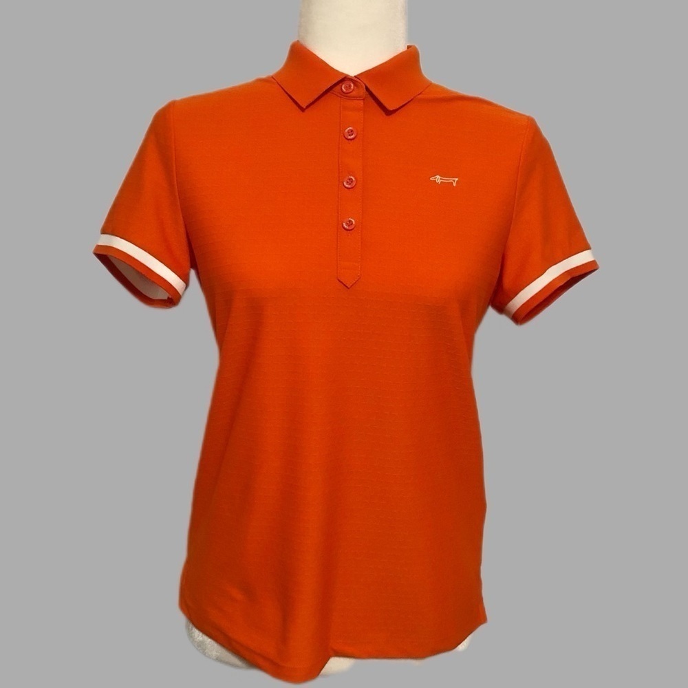 Louis Castel Orange Collared Golf Tennis Sport Short Sleeve Collared Shirt Small